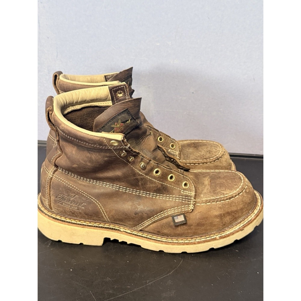 Thorogood Boots Mens Sz 10.5 D Steel Moc Safety Toe 804-4375 6" Work USA Made